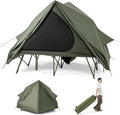 GYMAX 2-Person Camping Cot Tent, Foldable Off-Ground Cot Bed Combo with Portable Wheeled Bag, Waterproof Rainfly, 2 Mesh Doors & Skylight Roof for Adults, Hiking, Backpacking, Outdoor