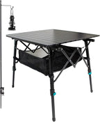 Folding Camping Table Portable with Large Storage Organizer and Lantern Pole, Lightweight Compact Aluminum Foldable Table for Outdoor, Picnic, Fishing, Backpacking, Hiking, Cooking