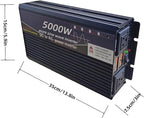 5000W Power Inverter 12V DC to 110V AC Converter with LED Display Dual AC Outlets Dual Fans Radiating for RV, Camp, Boat and Home Emergency Portable Pure Sine Wave Inverter (LED Screen, 5000W 12V)