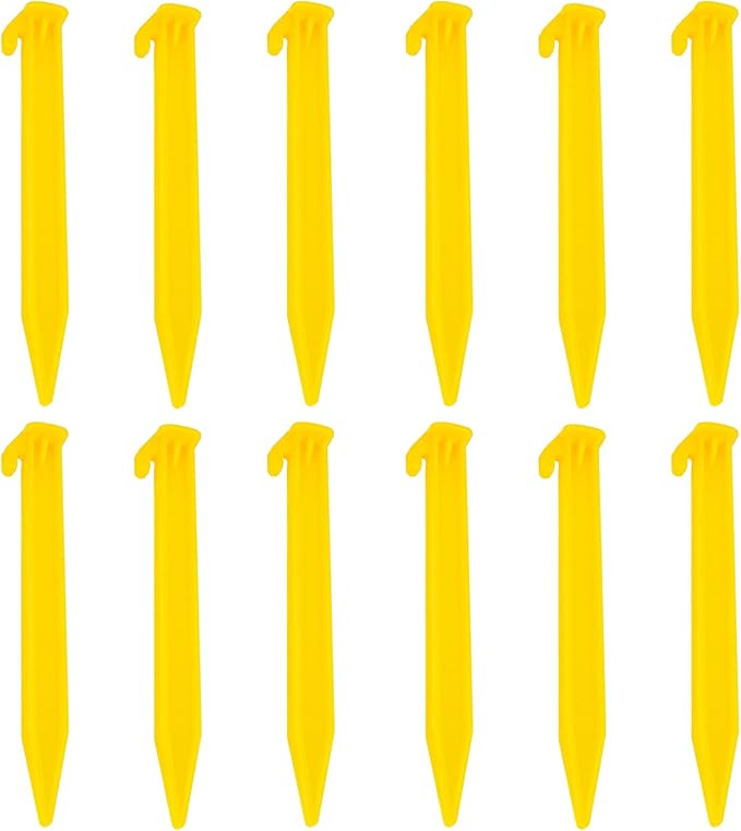 12PCS Plastic Tent Stakes Camping Accessories Camping Tent Stakes Heavy Duty Sand Stakes for Beach Ground Stakes Tent Poles for Camping, Backpacking, Hiking Tent, Hammocks and Outdoor Canopy