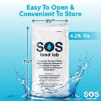 SOS Food Lab Emergency Water Pouches - 2 Gallons (62 Count, 4.2 Fl Oz Each) - Triple Purified, UV Sterilized Filtered Drinking Water for Disaster & Survival Kits - 5 Year Shelf Life, US Navy Approved