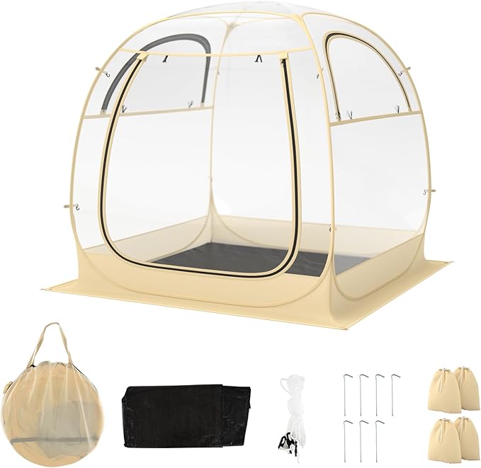 Goplus Sports Tent, Instant Pop up Weatherproof Shelter, Portable & Foldable Outdoor Clear View Bubble Tent w/Carrying Bag, Floor Mat, Watch Sports Events Camping