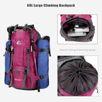 Bseash 60L Waterproof Hiking Camping Backpack with Rain Cover, Large Outdoor Sport Travel Daypack Rucksack for Climbing