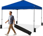 OLIXIS 10x10ft 1-Person Pop Up Canopy Tent, Heavy Duty One Push Setup Portable Outdoor Shelter for Beach Events Camping with Rolling Carry Bag, Navy Blue