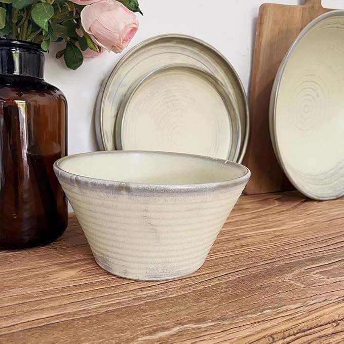 Camping Plates Ceramic Tableware Large Soup Bowl Noodle Bowl Salad Bowl Steak Plate Dessert Plate Deep Plate Home Large Decorative Plate(3PCS)