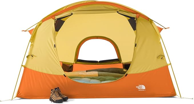 THE NORTH FACE Sequoia 4 Tent - Four-Person Waterproof Camping Tent, Spacious & Easy to Set Up, 2 Zipper Doors, Yellow Silt/Desert Rust, One Size