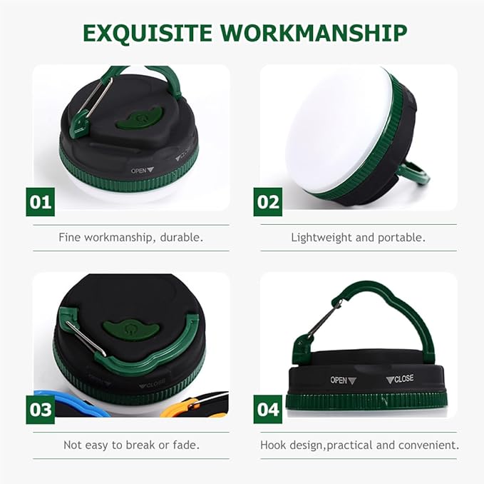 Angoily Portable LED Camping Tent Light Battery Operated Emergency Outdoor Hanging Lantern Green for Hiking Backpacking and Camping