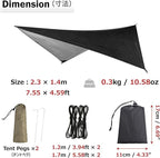 Azarxis Hammock Camping Tarp Rain Fly, Waterproof Tent Shelter Awning Sunshade Cloth Picnic Mat for Outdoor Hiking Beach Backpacking - Included Guy Lines & Stakes