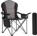 Oversized Camping Chair Heavy Duty- Portable Folding Chair, Cup Holder & Waterproof Phone Case for Adults, Beach, Hiking, Backyard (Black & Gray, 1 PCS)