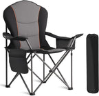 Oversized Camping Chair Heavy Duty- Portable Folding Chair, Cup Holder & Waterproof Phone Case for Adults, Beach, Hiking, Backyard (Black & Gray, 1 PCS)