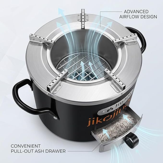 Portable Rocket Stove for Outdoor Cooking | Efficient Charcoal Jiko Stove for Camping, Hiking, BBQ, Emergency Use