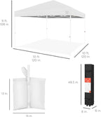 Best Choice Products 10x10ft Pop Up Canopy Tent, Outdoor Shade, 1 Person 1 Minute Set Up, Carry Case, 4 Weight Bags - White/White