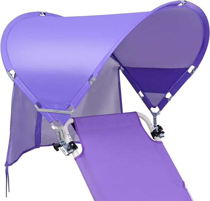 XL Universal Beach Chair Umbrella Canopy, UPF 50+ Chair Sun Shade Attachment with Adjustable Clamp for Camping, Lawn, Wheelchair, Tanning, Zero Gravity, Lounge, Fishing, Outdoor Chairs, Oversized