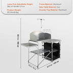 VEVOR Camping Kitchen Table, Folding Outdoor Cooking Table with Storage Carrying Bag, Aluminum Cook Station 1 Cupboard & Detachable Windscreen, Quick Set-up for Picnics, BBQ, RV Traveling, Black