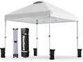 Nazhura 10' x 10' Pop Up Canopy Tent with Sand Weight Bag, Freestanding Sun Shelter for Picnic and Camping, One Person Setup and Height Adjustable (White)
