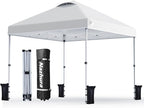 Nazhura 10' x 10' Pop Up Canopy Tent with Sand Weight Bag, Freestanding Sun Shelter for Picnic and Camping, One Person Setup and Height Adjustable (White)