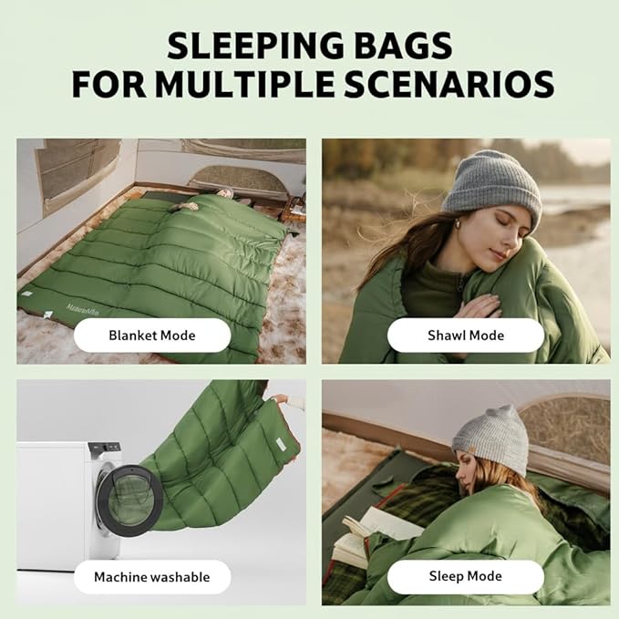 Naturehike Flannel Big and Tall Sleeping Bag for Adults, Cold Weather Sleeping Bag for All Seasons, XXL Sleeping Bags for Camping Hiking Hunting, Compression Sack Included
