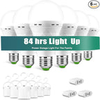 Emergency-Rechargeable Light Bulb with Hook,Stay Lights Up When Power Failure, 1500mAh 12W 60W Equivalent LED Light Bulbs for Home, Camping, Hiking(E27, with Hook,with Plug Cap) 6 Pack