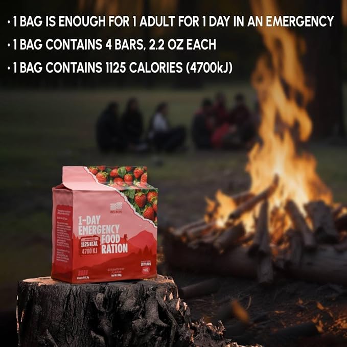 Emergency Food Supply - Strawberry Survival Ration - 20 Years Shelf Life - 7 Days