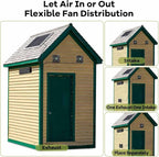 Solar Powered Fan with Battery, Rechargeable Solar Fan for Chicken Coop, Greenhouse, Shed, Outside with Two IPX7 Waterproof Exhaust Intake Fans 16.5Ft On/Off Switch Cable