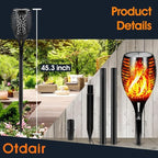 Otdair 96 LED Solar Lights Outdoor Upgraded 8 Pack, 43" Tall & Super Larger Size, Waterproof Solar Torch Light with Flickering Flame, 2200mAh Solar Tiki Torches Decoration Lights, for Path Yard Garden