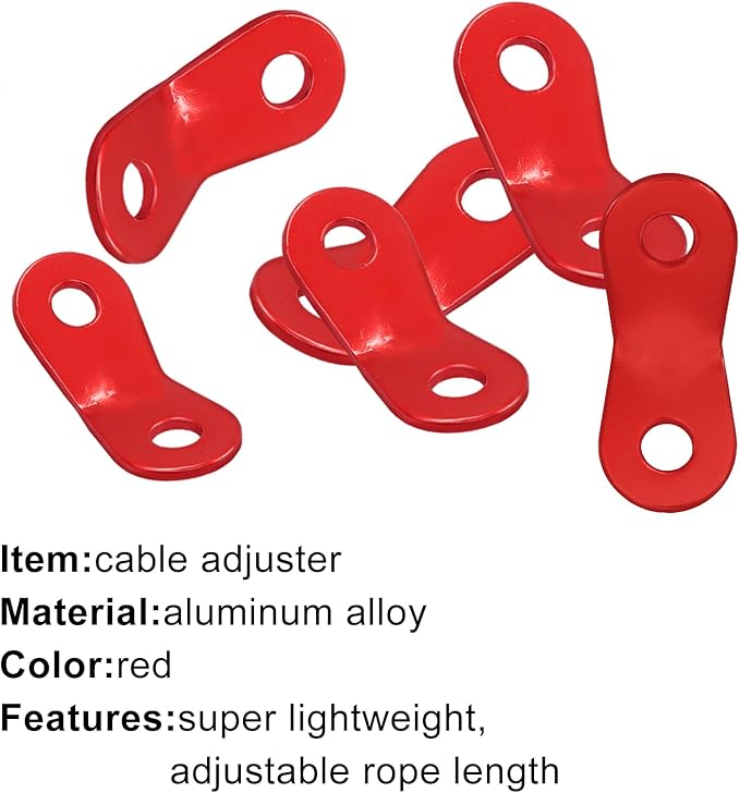 BokWin 20 Packs Tent Tensioners, Guyline Cord Adjusters & Wind Rope Buckles - Aluminum Alloy Camping Accessories for Secure Shelter Setup - Strong Outdoor Gear for Camping, Hiking, Backpacking - Red