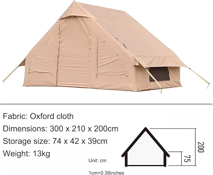 Inflatable Tent Shelter Camping Hub Tent, Waterproof Tent Set Up in 10 Minutes Without Tent Pole, 5-8 People Outdoor Glamping Camping Cabin Tent for Family Hiking and Mountaineering