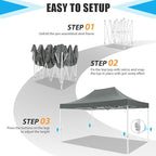 Cobizi Heavy Duty 10x15 Pop Up Canopy Tent Without sidewall, Easy Up Canopy Outdoor for Backyard Party Wedding, Instant Commercial Tent with Roller Bag, Waterproof UV 50+ (Upgraded Legs), Gray