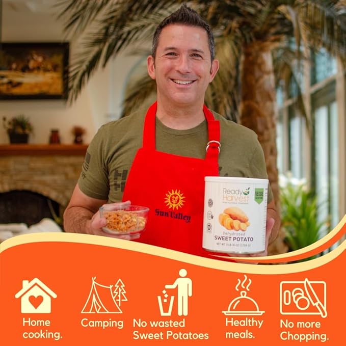 Ready Harvest Dehydrated Food - Sweet Potatoes | Emergency Food | Pantry Staples | #10 Can | 25-Year Shelf Life | Cans Filled to the Top