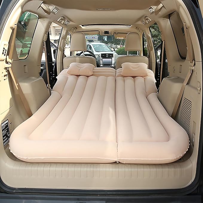 Car Inflatable Mattress for Infiniti SUV QX80/QX70/QX60/QX55 Rear Trunk Air Mattress Camping Folding Air Bed Cushion Back Seat Air Sleeping Mattresses,Beige01