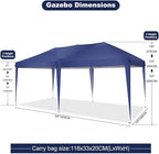 COBIZI 10x20 Pop Up Canopy Tent Party Tents for Parties Weddings Backyard Waterproof Outdoor Commercial Instant Canopy Event Tent with Stakes, Ropes,Sandbags, Deep Blue
