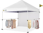 CROWN SHADES 10x10 Pop Up Canopy Tent with 1 Comercial Kit, Instant Commercial Tent with Patended Centerlock, 400D Silver Coated Fabric, 1 Sidewall, 4" Wheels, Sto'N Go Bag,White
