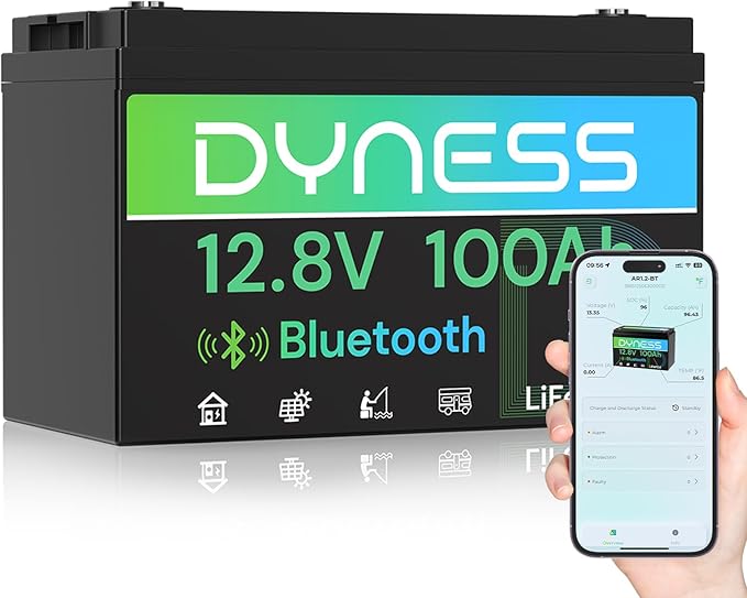 12V 100Ah Bluetooth LiFePO4 Battery, Deep Cycle Group 31 Lithium RV Batteries Built-in 100A BMS with Low-Temp Protection, 12.8 Volt Lithium Battery for Rv Camping, Home Solar System, Off-Grid