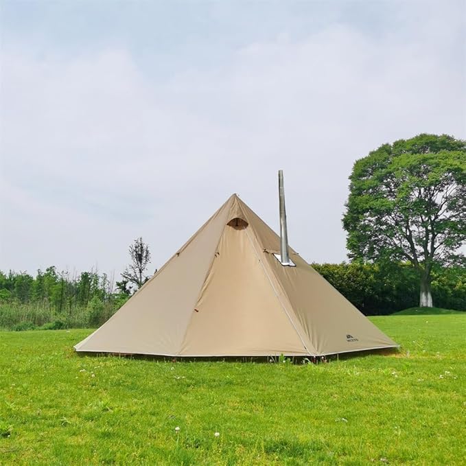 DANCHEL OUTDOOR Backpacking Hot Tent with Stove Jack, 4 Season Lightweight Tipi Tent for 2/4/6 Person Winter Camping Hunting, 10.5FT-16.4FT