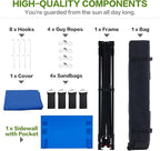 10'x10' Pop Up Canopy Tent with 1 Sidewall and 6 Pockets, One Push Setup, Instant Shade Tent with Vented Roof for Beach Patio Outdoor, Case, 8 Stakes, 4 Ropes, 4 Sandbags (Royal Navy, 10x10)