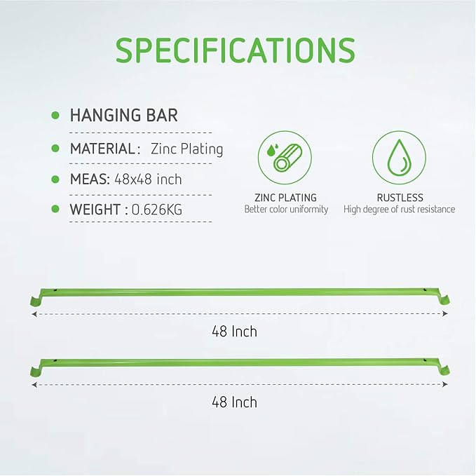 2pcs VIVOSUN Grow Tent Support Poles 48x48 inches, Hanging Bars for 4X4 Grow Tent (Pack of 2)