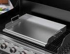 Skyflame Universal Stainless Steel Griddle Flat Top Plate with Even Heating Bracing for BBQ Charcoal/Gas Grills, Camping, Tailgating, and Parties 17" x 13"