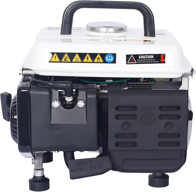 Zateety Portable Generator, 71CC 2.2 HP 2-Stroke, 900W Peak Power, Outdoor Power Station Low Noise, Gas & Oil Mix Powered Generator, Recoil Generators for Home Use, Camping Battery Backup, White