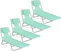 Ostrich Chaise Lounge Outdoor Portable Folding 4-Position Recliner Chair for Beach, Patio, Camp, & Pool with Carrying Strap, Teal (4 Pack)