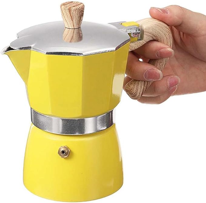 Italian Mocha Pot, Espresso Pot Stovetop 3/6 Cup Wood Handle Espresso Mocha Pot For Home/Camping Use
