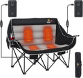 Nice C Heated Camping Chair with Battery, Outdoor Heated Folding Chairs, Double Padded Camping Chair for Adults, Camping Couch, with Cooler Bag, 2 Power Banks Included (Black&Grey)