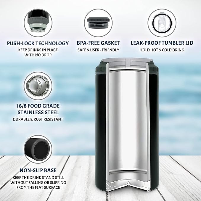 winorax Police Gifts Back The Blue American Flag Tumbler 4-in-1 Can Cooler Stainless Steel 12oz Travel Mug Coffee Cups US Flag Police Academy Graduation Gifts for Men Cops Officer Retirement