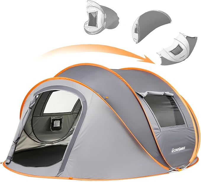 EchoSmile Instant Pop Up Camping Tent, 2/4/6 Person, Easy Setup Tent, Water Resistant Dome, Portable with Carry Bag