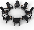 Stackable Adirondack Chair Set of 8, HDPE All-Weather Adirondack Chairs - Durable and Space Saving, Plastic Outdoor Fire Pit Chairs with Cup Holder,Black