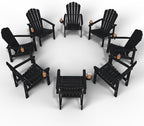 Stackable Adirondack Chair Set of 8, HDPE All-Weather Adirondack Chairs - Durable and Space Saving, Plastic Outdoor Fire Pit Chairs with Cup Holder,Black