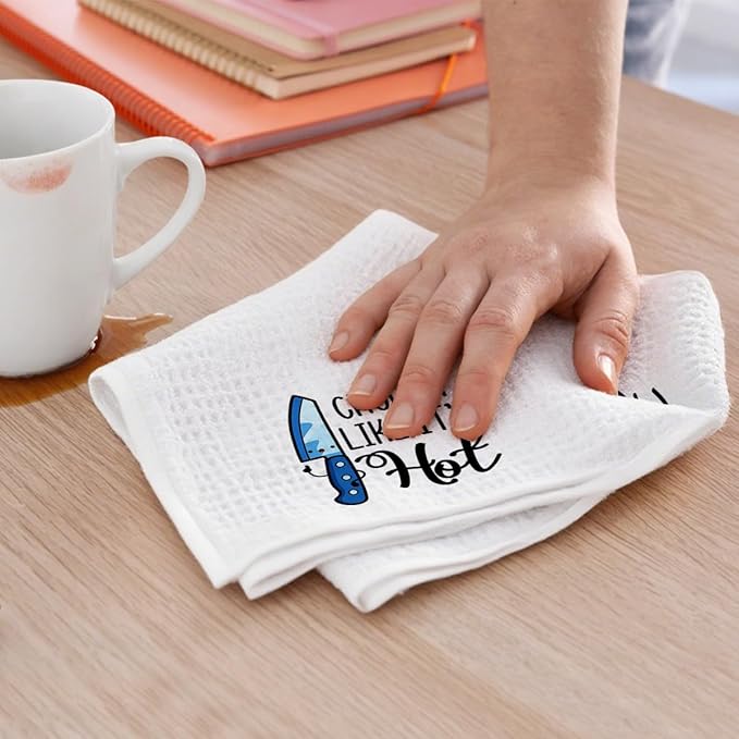 4Pcs Funny Kitchen Towels 24x14 Inch, Cute Kitchen Utensils Waffle Weave Hand Towels for Home Farmhouse, White Absorbent Microfiber Dish Cloth Tea Towel, Housewarming Gifts for Women Mom 2