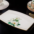 Bowl and Plate Sets White Ceramic Porcelain Decals Tableware Set Include Dinner Plate Dessert Plate Suitable for Family Hotel Restaurant