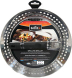 12" Stainless Steel Skillet, Deep Fryer Strainer for Seafood, Vegetable Grill Basket w/Removable Handle Stainless Steel for BBQ Grill, Camping, Backpacking, Grilling Accessories by Mr. Bar-B-Q 06753Y