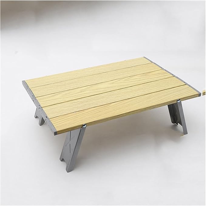 Outdoor Camping Portable Foldable Mini Table for Tours Beach Picnic Barbecue Tableware Folding Computer Desk Camping Accessories (Color : Red) (Beige)