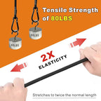 80in 4 Pcs Bungee Cords with Carabiner Hooks Heavy Duty, Outdoor Black Bungee Straps, Strong Industrial Grade Elastic Bungee Rope for Securing Tarps, Luggage, Tents，Bikes or Garden Tidying